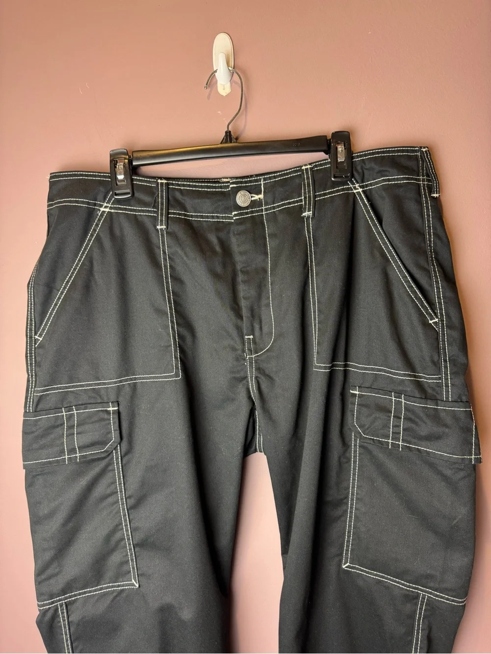 True Religon Black Bobby Baggy Cargo Pants 36